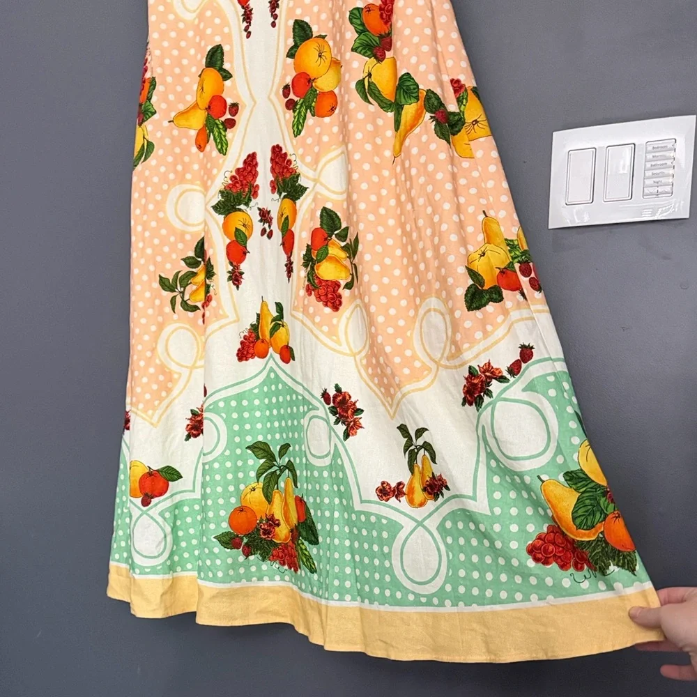 NWT Caroline Constas Linen Cotton Blend Tent Citrus Print Dress